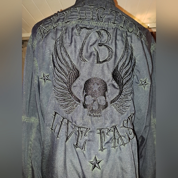 Affliction Other - Men's Affliction Long Sleeve Button Up. Black. Stitched design on back. Size L